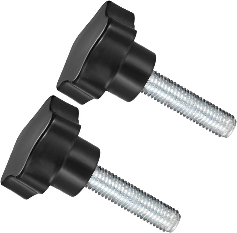 CoCud Star Clamping Knobs, M12 x 60mm Male Thread 61mm Head, Plastic Thumb Screw Grip Hand Knobs Threaded Bolt Black - (Applications: for Lathe Machinery), 2-Pieces - Image 1